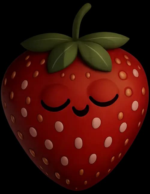 Illustration d’une mascotte fraise souriante endormie