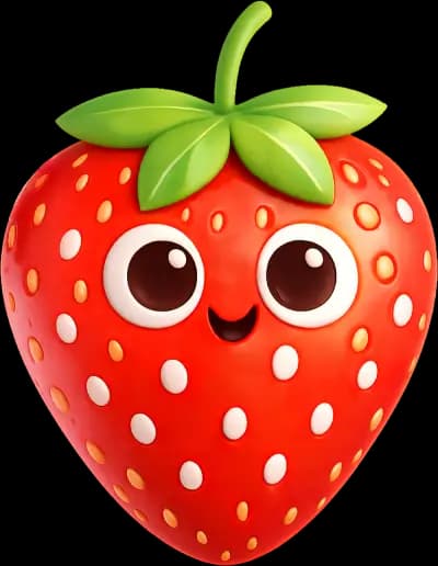 Illustration d’une mascotte fraise souriante